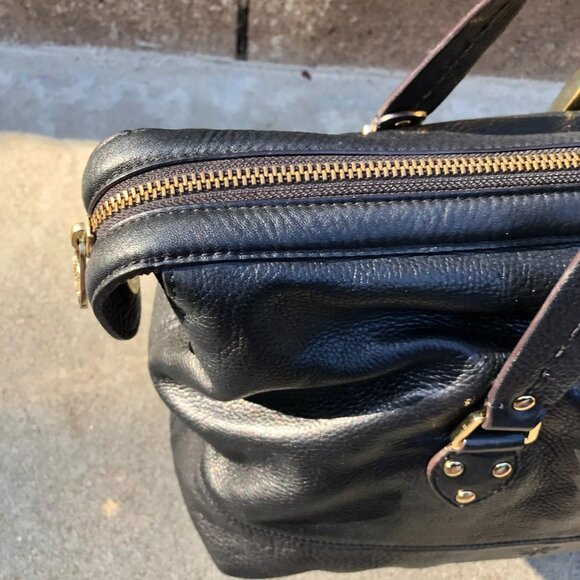 ISAAC MIZRAHI LIVE! Genuine Leather Purse Shoulder Handbag Satchel Black Women's - Picture 7 of 14